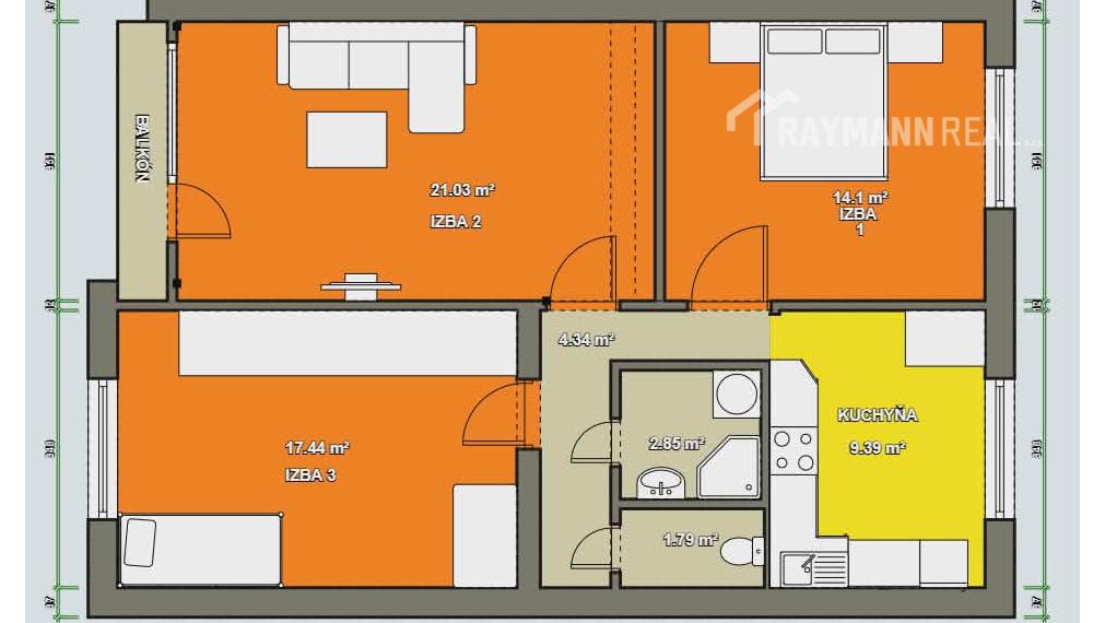 Predaj 3 izbového bytu na Študentskej ulici v Košiciach v mestskej časti Košice - Sever